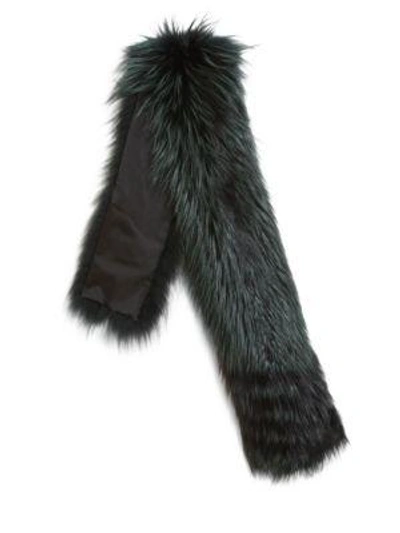 Shop The Fur Salon Fox Fur Scarf In Green Black