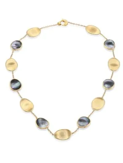 Shop Marco Bicego Women's Lunaria Black Mother-of-pearl & 18k Yellow Gold Necklace In Gold Black Pearl
