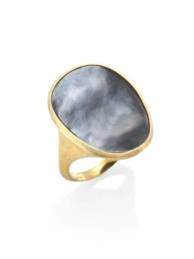 Shop Marco Bicego Lunaria Black Mother-of-pearl & 18k Yellow Gold Ring In Gold Grey
