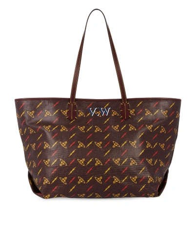 Orb Printed Canvas Small Colette Shopper In Burgundy