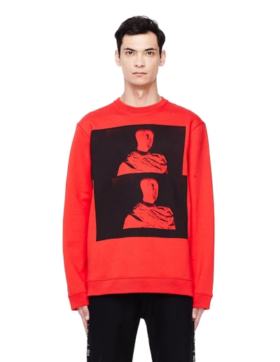 Shop Raf Simons Red Printed Sweatshirt