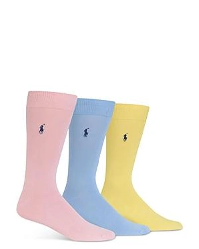 Shop Polo Ralph Lauren Super Soft Flat Knit Socks - Pack Of 3 In Pink/blue/yellow