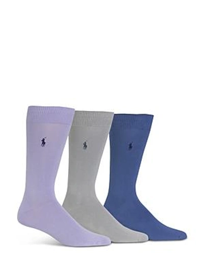 Shop Polo Ralph Lauren Super Soft Flat Knit Socks - Pack Of 3 In Purple/gray/blue