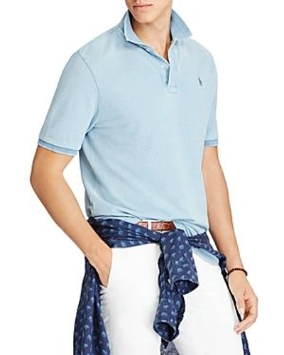 Shop Polo Ralph Lauren Custom Slim Fit Mesh Short Sleeve Polo Shirt In Light Blue