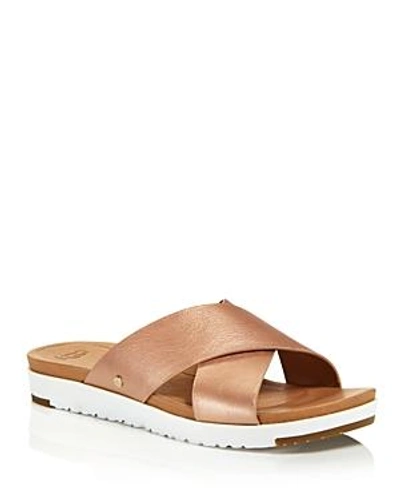 Shop Ugg Women's Kari Leather Slide Sandals In Rose Gold