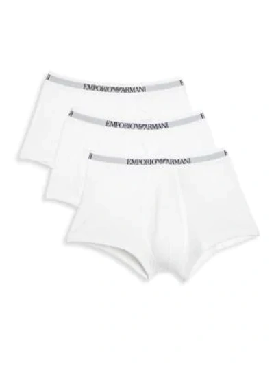Shop Emporio Armani Men's Pure Cotton 3-pack Trunks In White