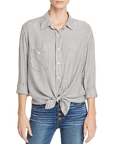 Shop 7 For All Mankind Striped High/low Shirt In Gray/white