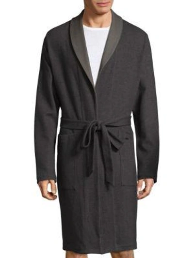 Shop Hanro Paul Twill Dressing Gown In Twill Pattern