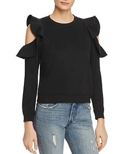 Shop Rebecca Minkoff Gracie Ruffle Cold Shoulder Sweatshirt - 100% Exclusive In Black