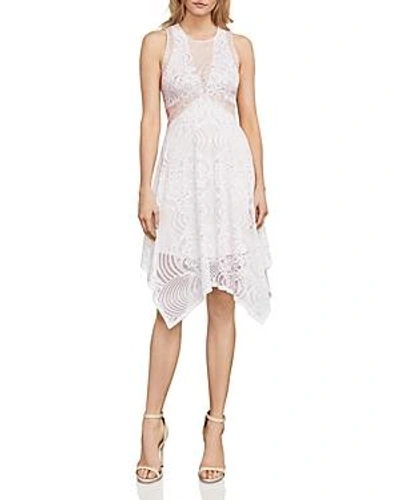 Shop Bcbgmaxazria Meilani Color-block Lace Dress In White Combo
