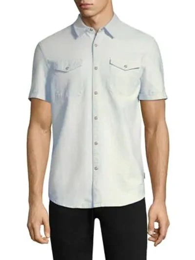 Shop John Varvatos Western Cotton Button-down Shirt In Chalk