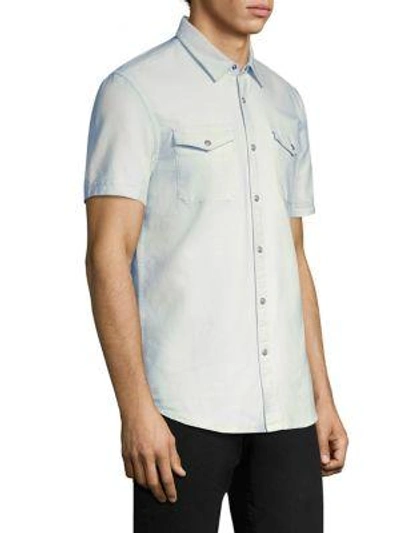 Shop John Varvatos Western Cotton Button-down Shirt In Chalk
