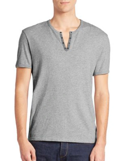 Shop John Varvatos Men's Eyelet Henley Tee In Black