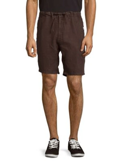 Shop Onia Max Drawstring Linen Shorts In Deep Navy