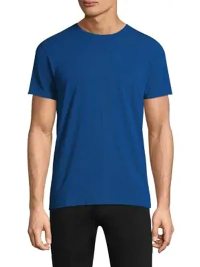 Shop Patrick Assaraf David Solid Crewneck Tee In Admiral Blue