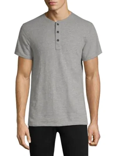 Shop Rag & Bone Men's Textured Slim-fit Short Sleeve Henley T-shirt In Heather Grey