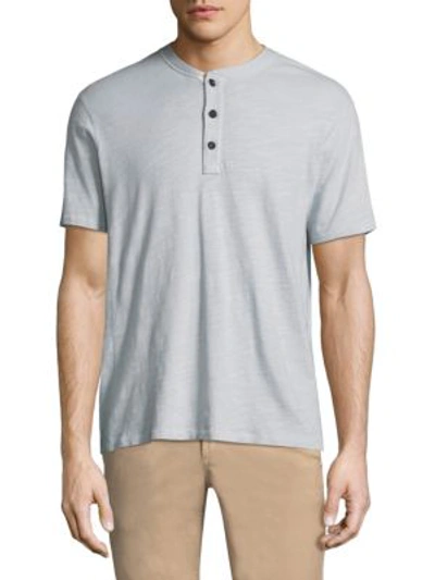 Shop Rag & Bone Men's Textured Slim-fit Short Sleeve Henley T-shirt In Heather Grey