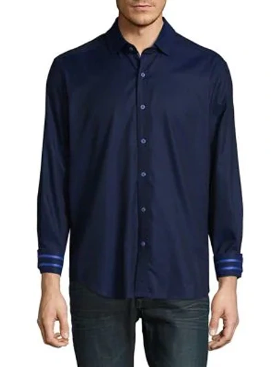 Shop Robert Graham Bernard Button-down Shirt In Navy