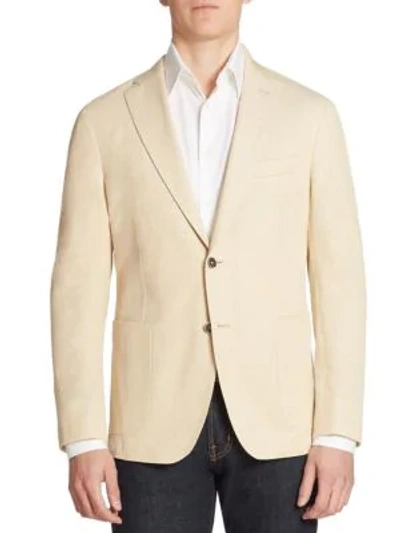 Shop Saks Fifth Avenue Collection Piquet Single-breasted Blazer In Beige
