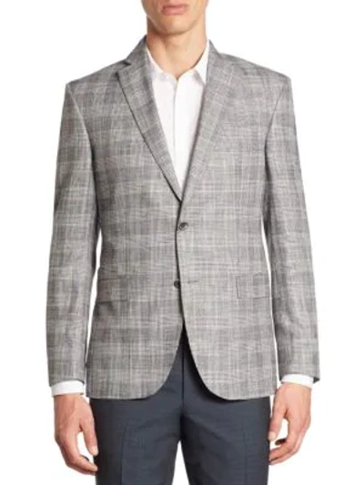 Shop Saks Fifth Avenue Men's Collection Multi Plaid Bamboo Jacket In Black