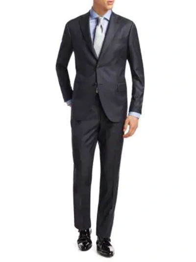Shop Saks Fifth Avenue Men's Collection Striped Wool Suit In Grey