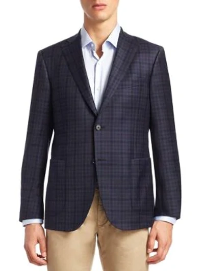 Shop Saks Fifth Avenue Collection Plaid Virgin Wool Sportcoat In Blue Brown