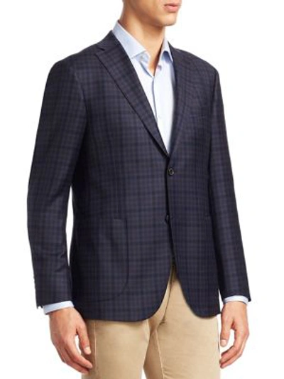 Shop Saks Fifth Avenue Collection Plaid Virgin Wool Sportcoat In Blue Brown