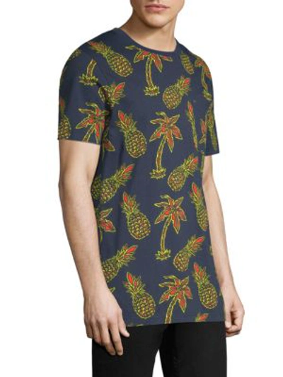 Shop Wesc Maxwell Pineapple All Over Print Graphic Cotton T-shirt In Pineapple Navy