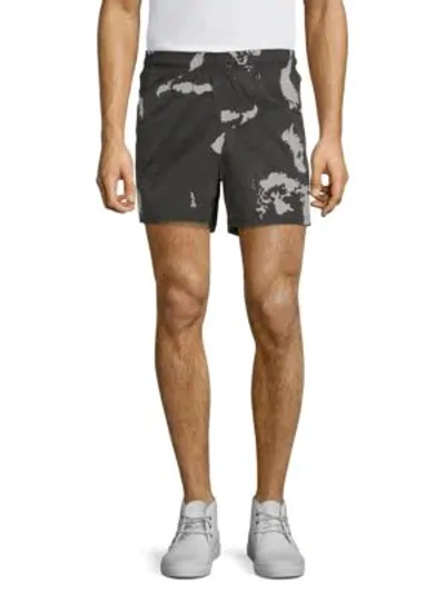 Shop Blackbarrett Globe Camo Shorts In Black Silver