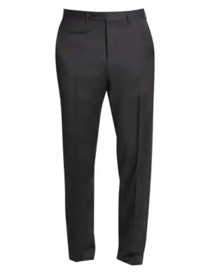 Shop Canali Wool Trousers In Charcoal