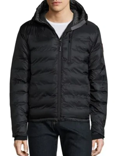 Shop Canada Goose Lodge Hooded Jacket In Black Graphite