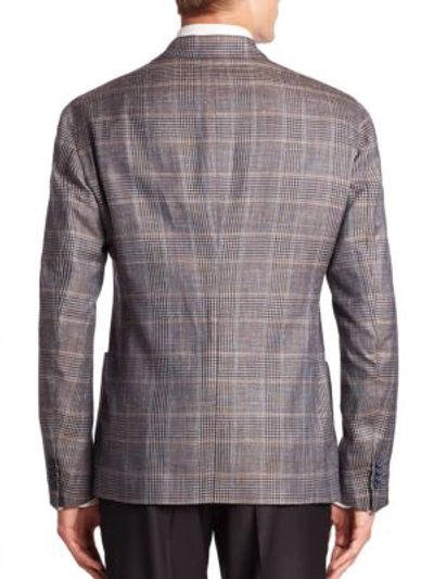 Shop Giorgio Armani Glen Plaid Sportcoat In Grey