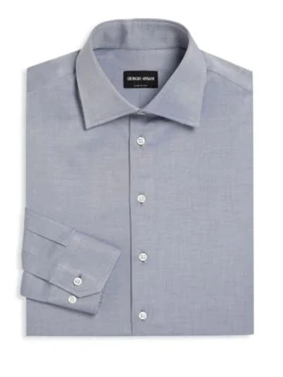 Shop Giorgio Armani Regular-fit Dress Shirt In Blue Mist
