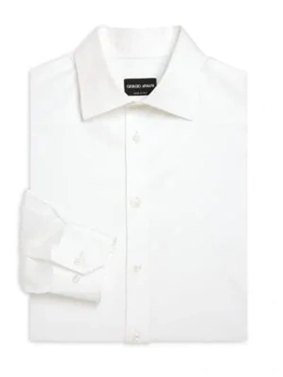 Shop Giorgio Armani Regular-fit Cotton Dress Shirt In White