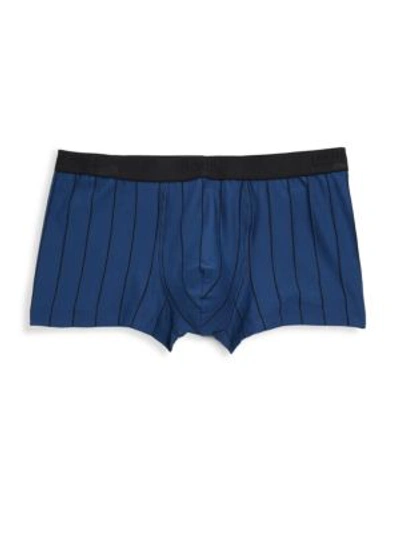 Shop Hanro Striped Cotton Boxer Briefs In Ferminate Blue