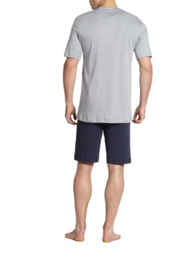 Shop Hanro Men's Night & Day Short Pajamas In Grey Navy