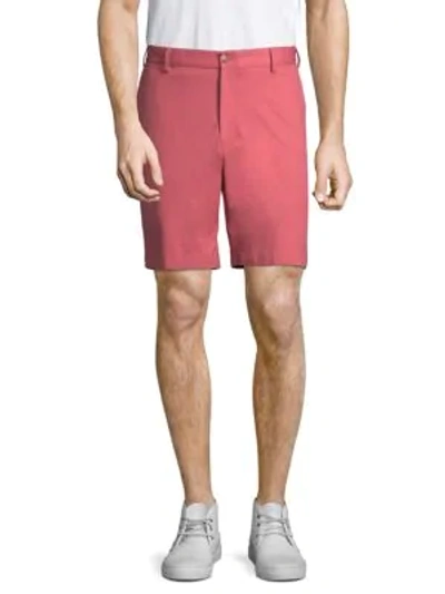 Shop Peter Millar Twill Flat-front Shorts In Khaki