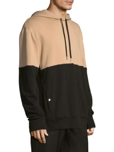 Shop Public School Rufflo Colorblocked Cotton Hoodie In Sand Black