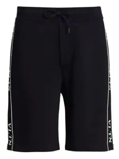 Shop Valentino Logo Tape Shorts In Black