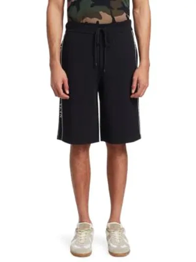 Shop Valentino Logo Tape Shorts In Black