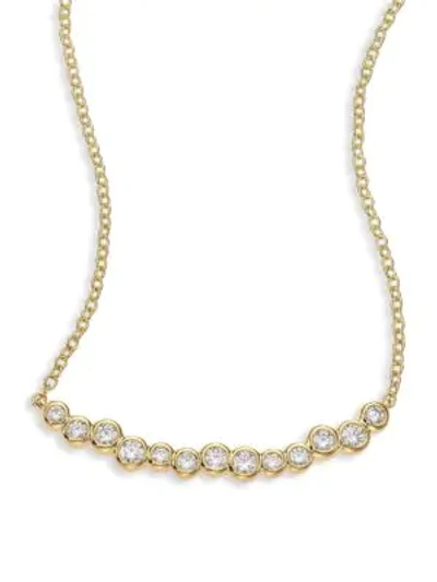 Shop Ippolita Glamazon Stardust Diamond & 18k Yellow Gold Skinny Smile Bar Necklace