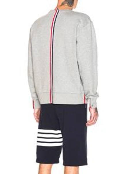 Shop Thom Browne Back Stripe Crewneck Pullover In Light Grey