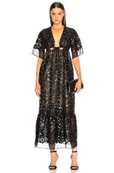 Shop Stella Mccartney Leopard Print Burnout Plunging Gown In Black