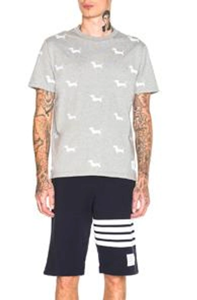 Shop Thom Browne Embroidered Hector Tee In Abstract,gray