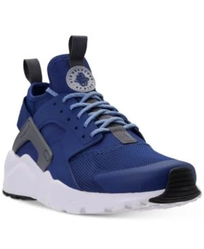 Shop Nike Men's Air Huarache Run Ultra Casual Sneakers From Finish Line In Gym Blue/wolf Grey-white-