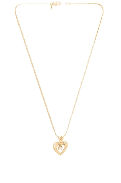 Shop Vanessa Mooney Nora Heart & Crystal Charm Necklace In Metallic Gold