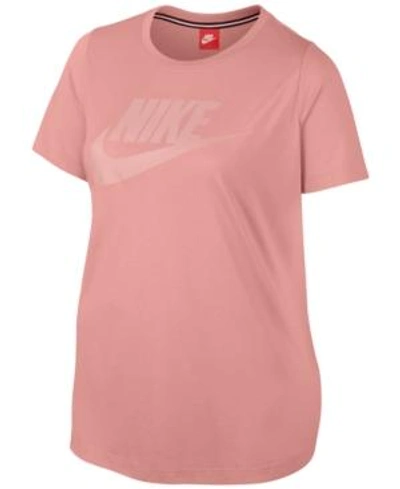Shop Nike Plus Size Futura Logo T-shirt In Bleached Coral/sail