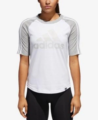 Shop Adidas Originals Adidas Logo Baseball T-shirt In Medium Grey Heather