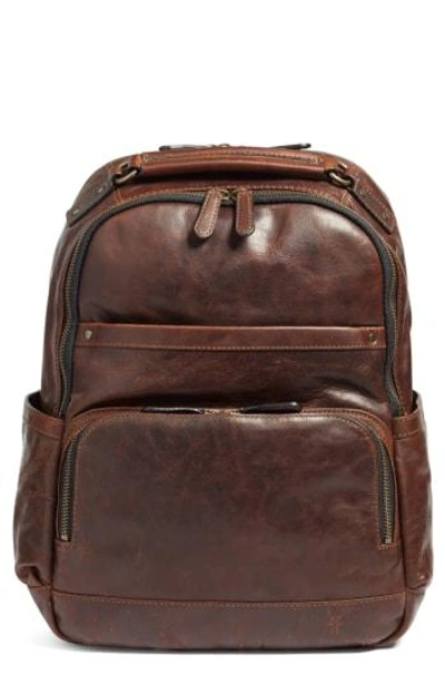 Shop Frye 'logan' Leather Backpack - Brown In Dark Brown