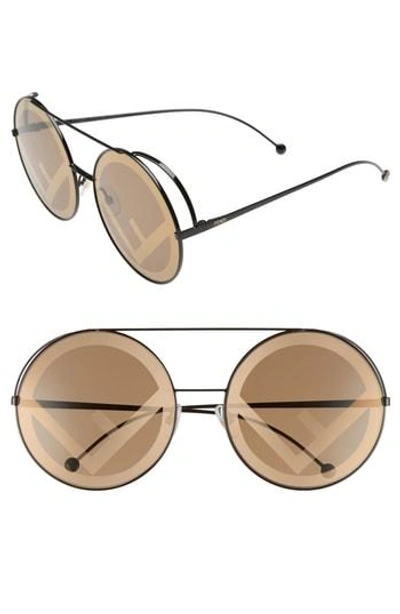 Shop Fendi Run Away 63mm Round Sunglasses - Brown
